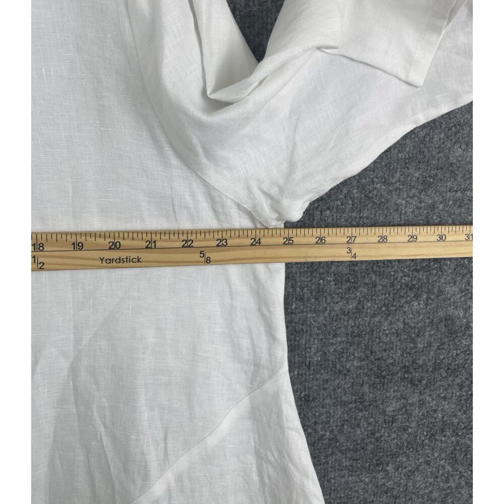 For-Cynthia White Linen Asymmetrical 3/4 Sleeve Blouse Size XL‎ - Picture 11 of 13